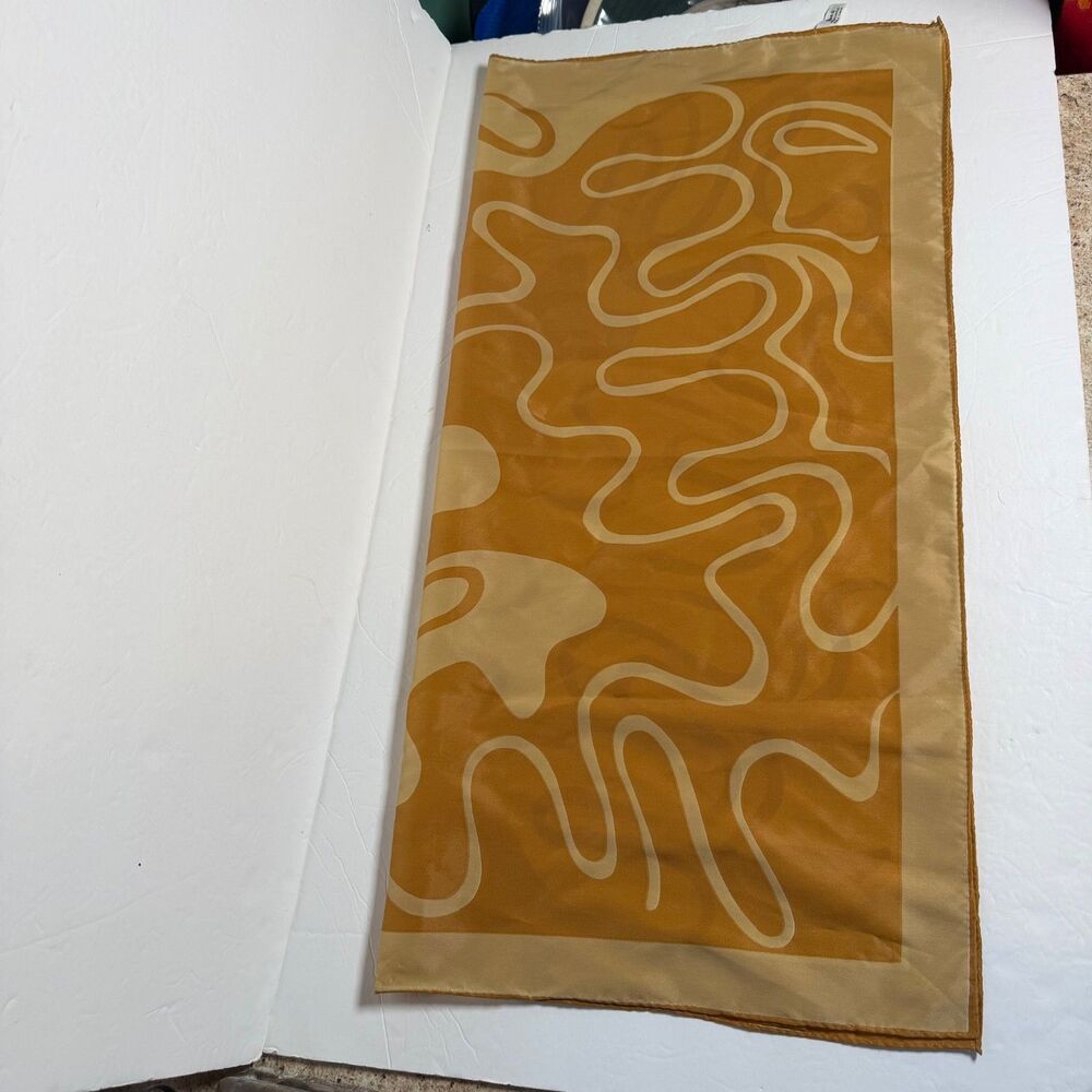Vintage 1970s Vera Neumann Scarf Mod Abstract Mustard Gold Japan 26.5"